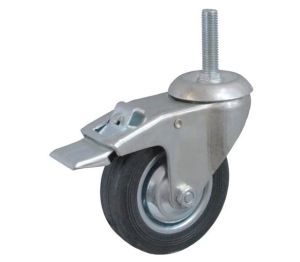 Koło metalowo Gumowe 100mm z hamulcem gwint  M14